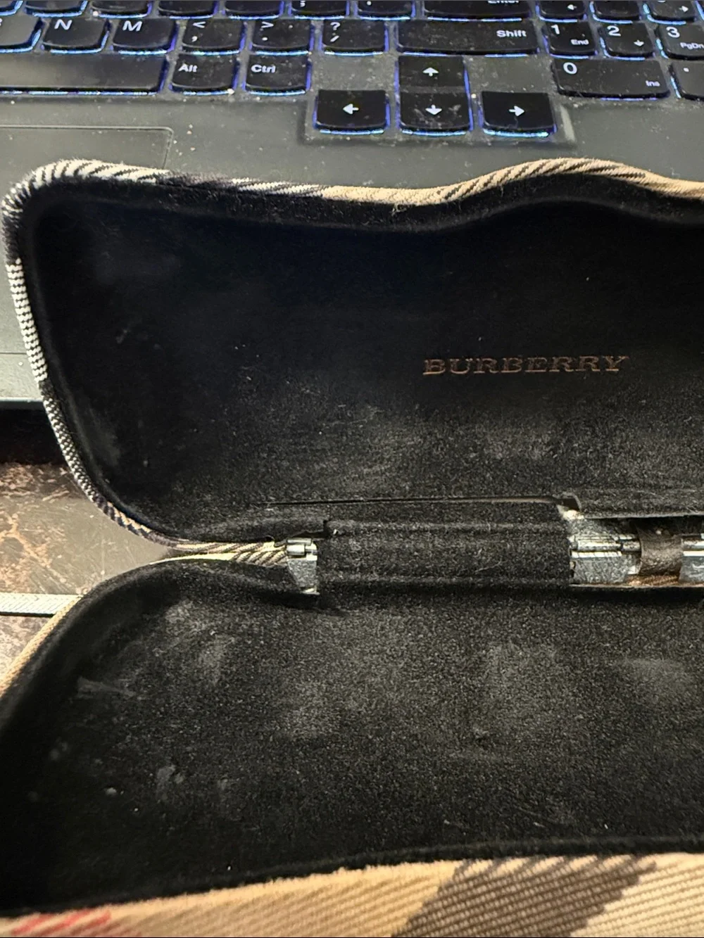 Vintage Burberry clamshell hard sunglasses case